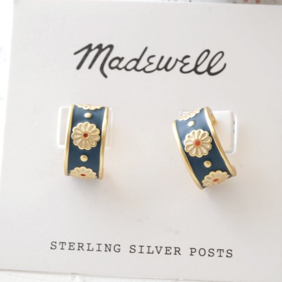 Madewell Daisy Delight Enamel Small Hoop Earrings - Picture 2 of 2